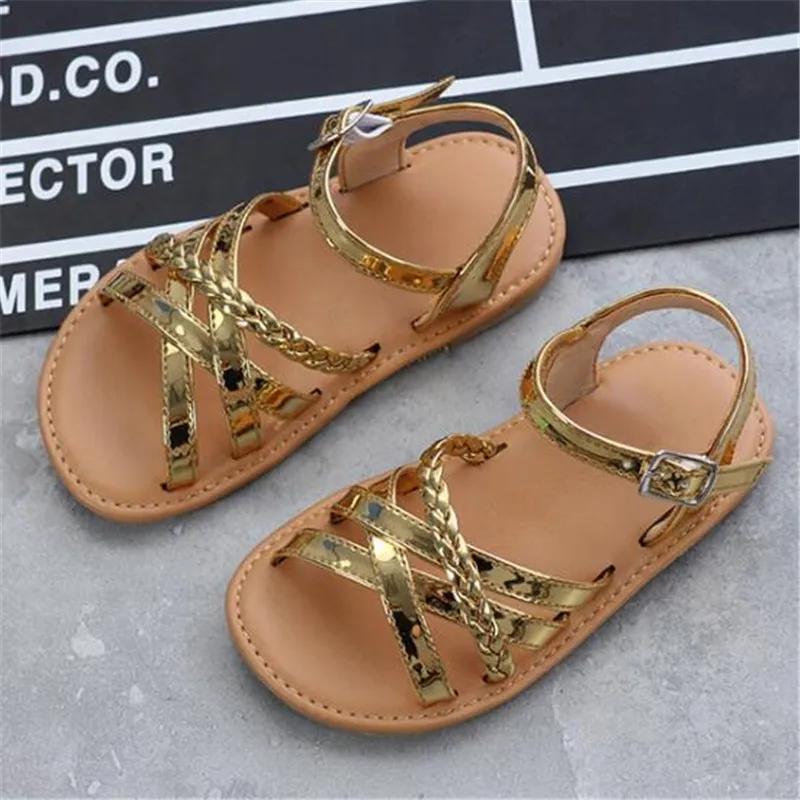 Weoneit Summer Kids Sandals for Girls Shoes New Children Beach Shoes Princess Leather Little Girl Sandals Soft Bottom Students