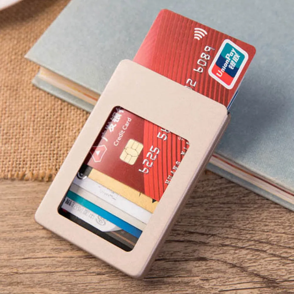 1 шт. Алюминиевый Rfid держатель для карт, кошелек из антимагнитного сплава, мужской кредитный держатель для карт, женский тонкий кошелек с зажимом для доллара, мини кошелек - Цвет: ZWL-X48-Gold