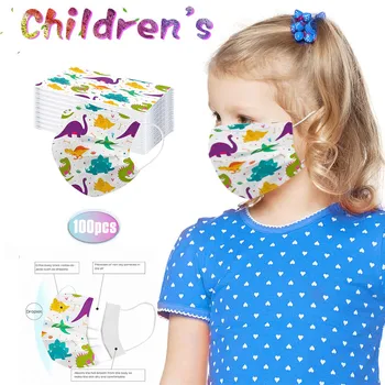 

100PC Children's Christmas Printed Mask Disposable Protective Face Masks Washable Outdoor Protective Mouth Mask Facemask