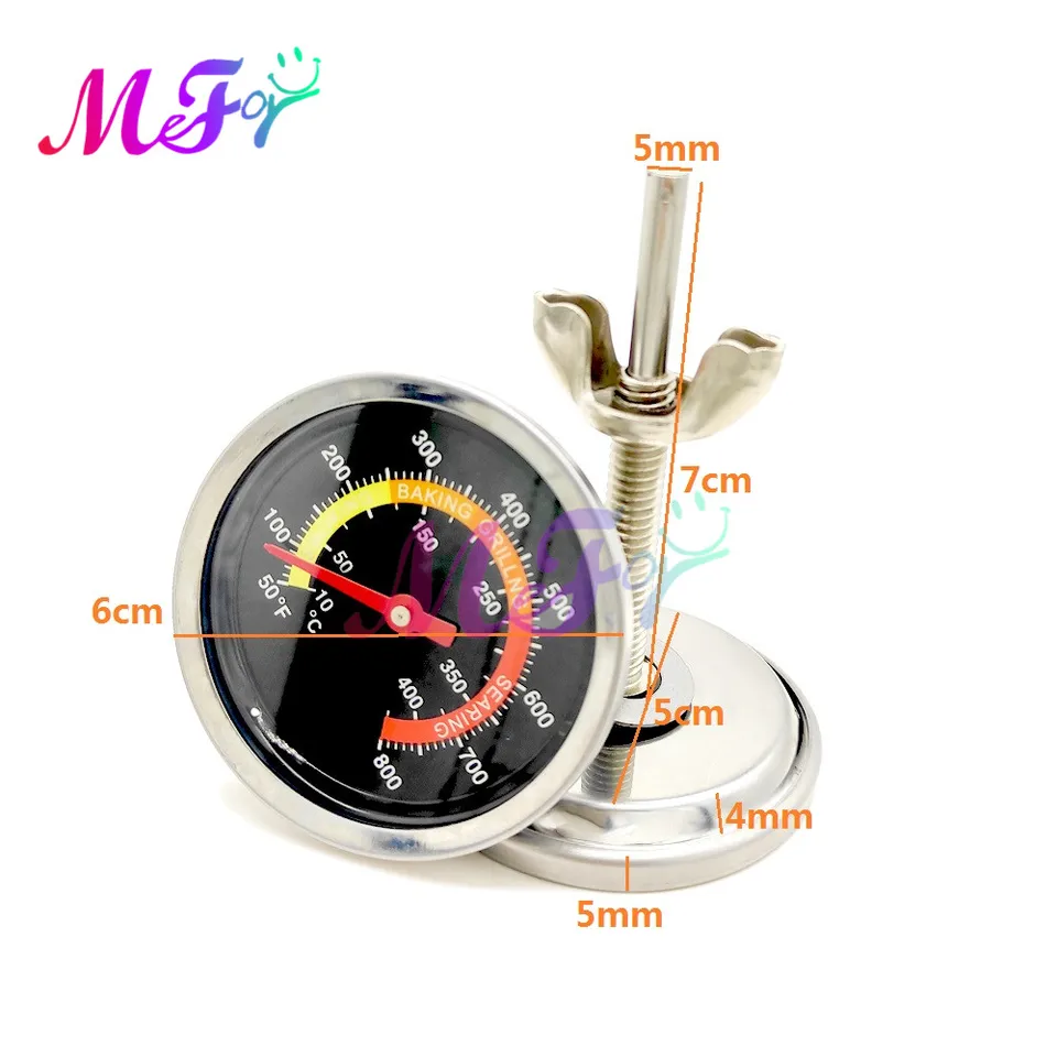 Indicatore di temperatura 0 – 300 gradi Celsius, termometro da cucina in acciaio inox, per barbecue, barbecue, forno fumatori