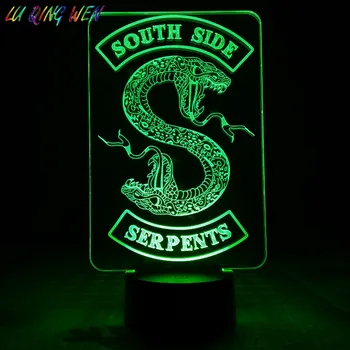 

TV Series Riverdale South Side Serpents Snake Logo Led Night Light Bedroom Decor Friend Birthday Present Table Lamp Night Light