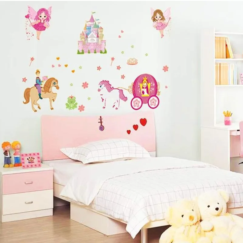 3d Wallpaper Luminous Custom Little Princess and One-horned Horse Castle Fairy Tale Children's Room Background Wall | Дом и сад