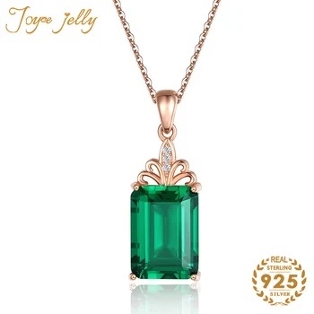 

JoyceJelly 925 Sterling Silver Necklace for Women Emerald Geometric Flower Retro Gold Color Fashion Women Wedding Jewelry Whole