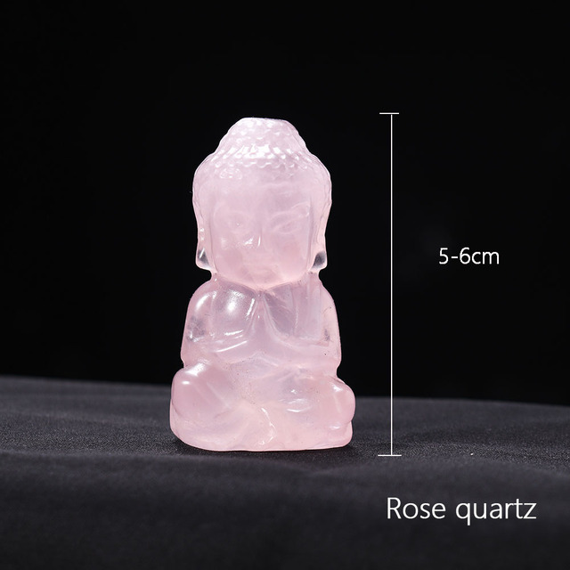 Natural Gemstones Carved Baby Buddha Fengshui Statue Clear Quartz Pink Crystal Figurine Reiki Crafts Home Desktop Decor Gift