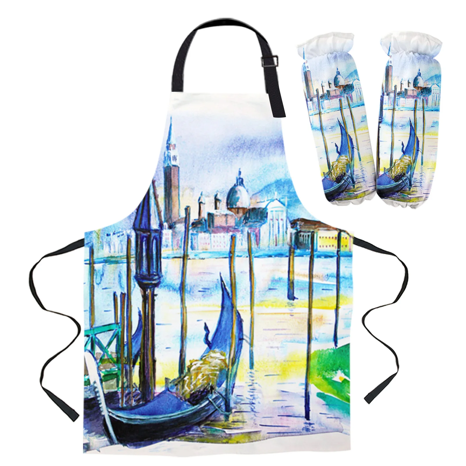 Building House Boat Watercolor Apron Kitchen Household Cleaning Barber Baking Accessories Aprons for Woman | Дом и сад