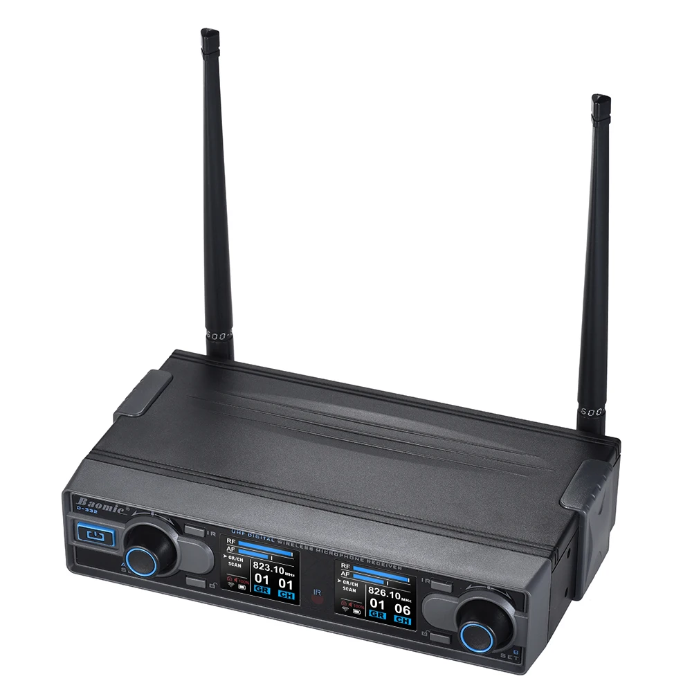 Baomic D-332 Двухканальный UHF Цифровой беспроводной ручной микрофон Система 2 микрофона и 1 приемник 6,35 мм аудио кабель