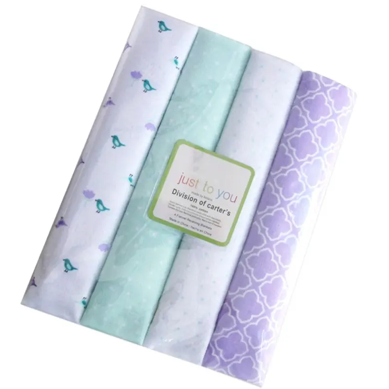 

100% Cotton Newborn Baby Blanket Supersoft Flannel Receiving Swaddle Baby Bedsheet Baby Blankets 4Pcs/Pack