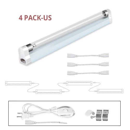 4 Lamps US Plug 8 Вт 6 Вт бактерицидный светильник Озон T5 трубка УФС-стерилизатор для удаления пыли клещ УФ-кварцевая лампа для кухни/спальни/больницы/туалета - Цвет: 4 Lamps US Plug