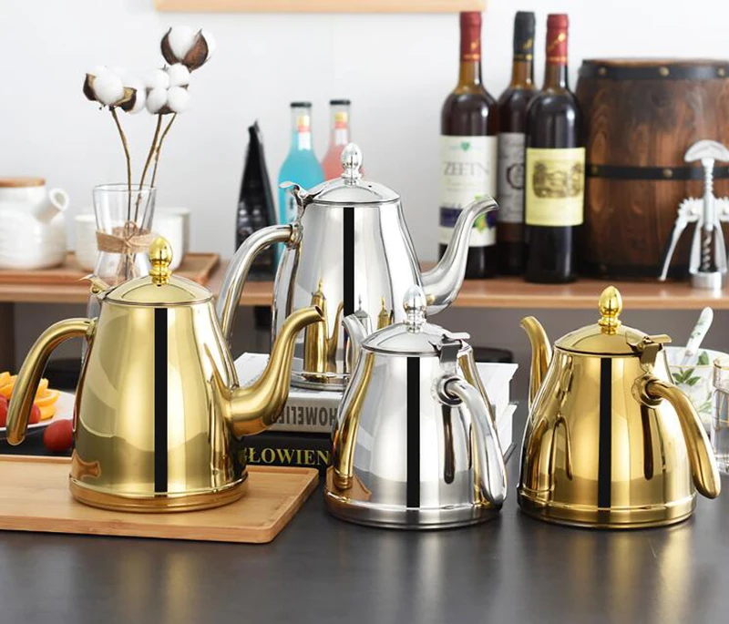 Théière En Acier Inoxydable 1L Avec Passoire Intégrée - Pour Thé, Café, Cuisinière Gaz Et Induction - 10