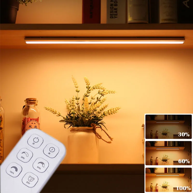 Recharge Dimming LED Under Cabinet Light Remote controller Aluminum Closet Light 12cm 24cm 44cm Wireless LED Kitchen Night Lamp