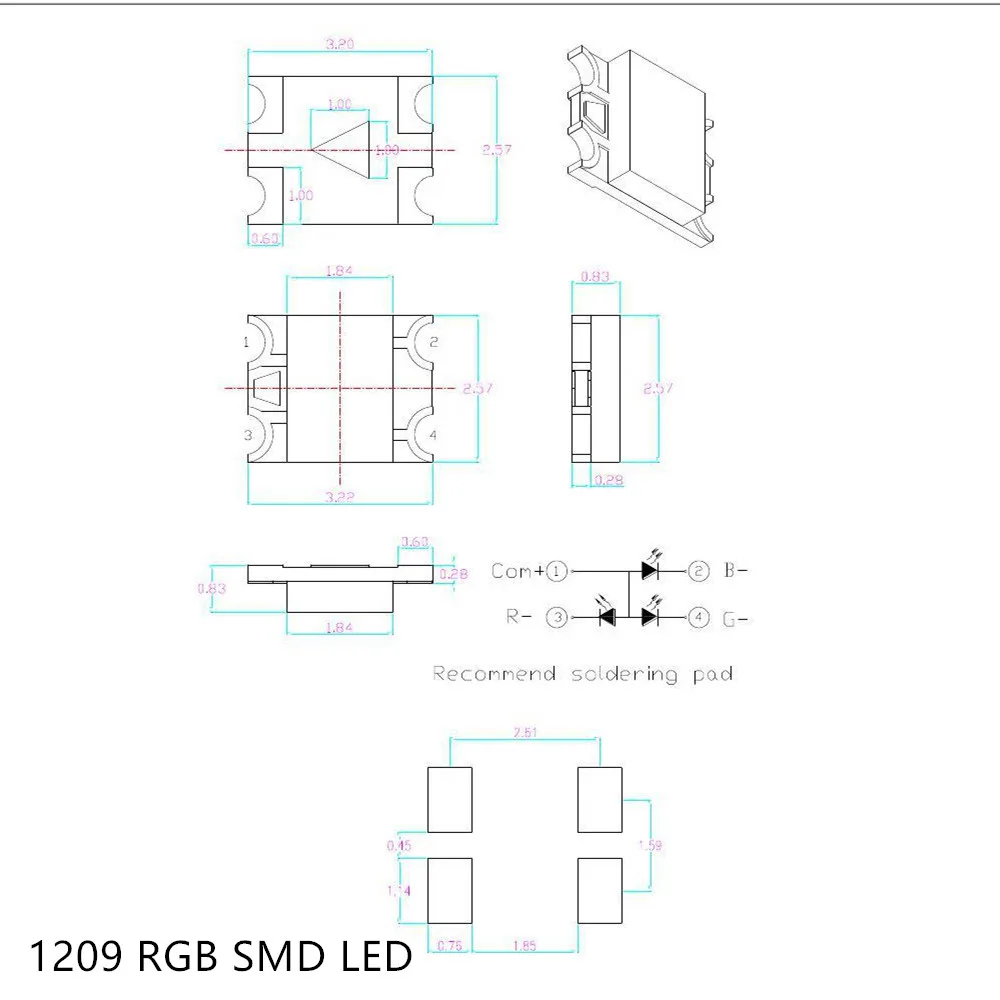 100 шт. SMD LED RGB диод 3528 5050 1206 Alto Brilho многоцветный Diod яркость красный зеленый синий|smd