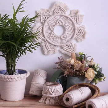 

Boho Round Wall Hanging Macrame Decoration Bed Room Home Decor Handmade Woven Tapestries Apartment Dorm Room Wedding Decal