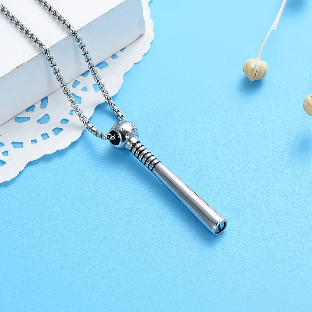 Cremation Jewelry Baseball Bat Stainless Steel Keepsake Gifts Double paw Memorial Urn Necklace for Ashes 