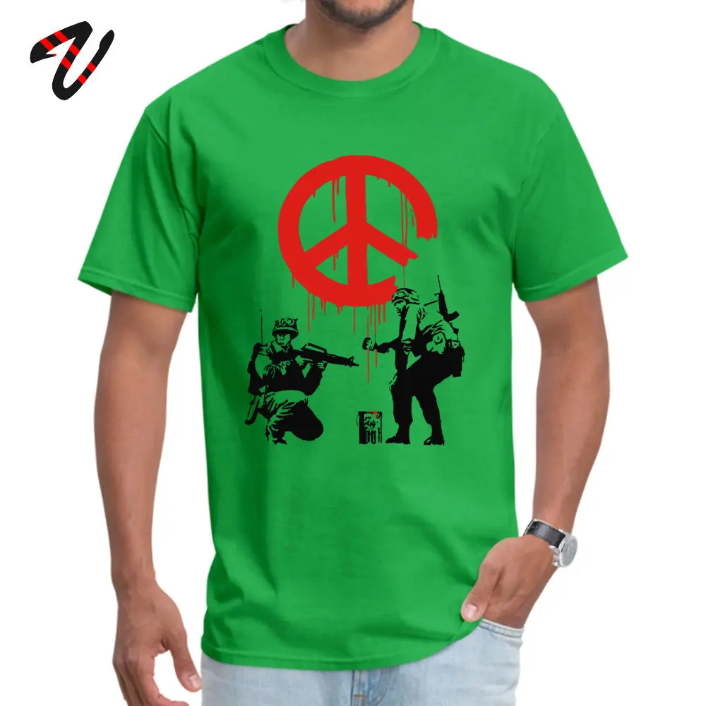 Banksy Normal Short Sleeve Tops & Tees Thanksgiving Day Round Collar 100% Cotton Men T Shirts Normal Tshirts New Coming 19627Banksy green