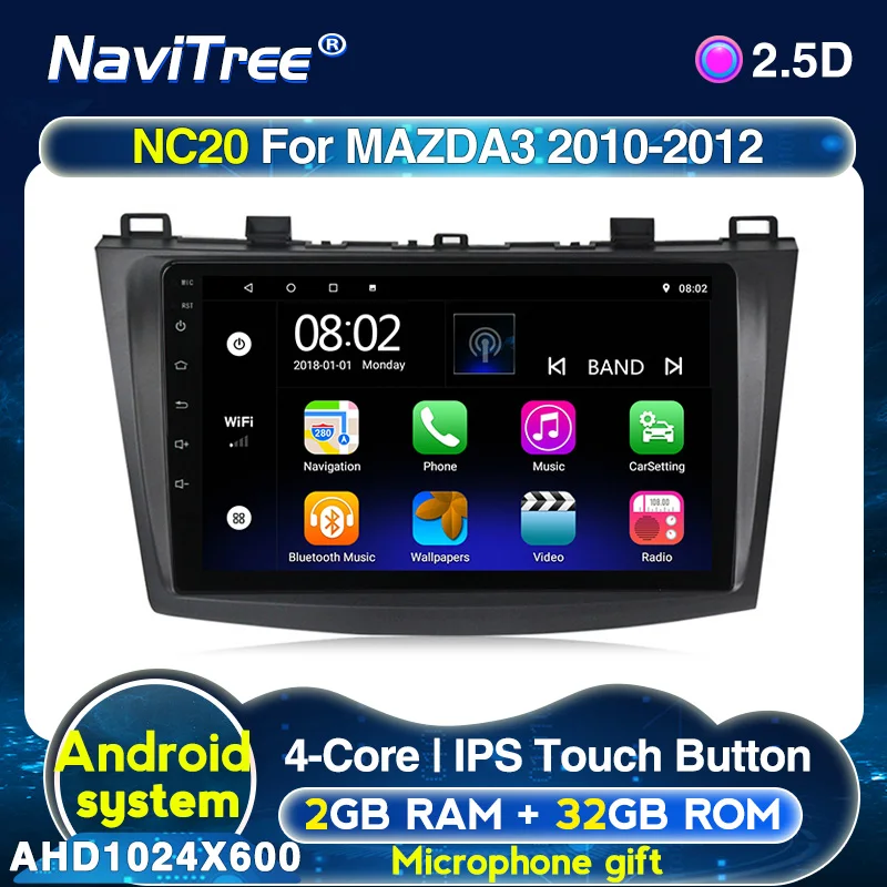 Автомобильный радиоприемник 2 ГБ + 32 Android для Mazda 3 1 BK 2004 - 2013 Wifi автомобильный