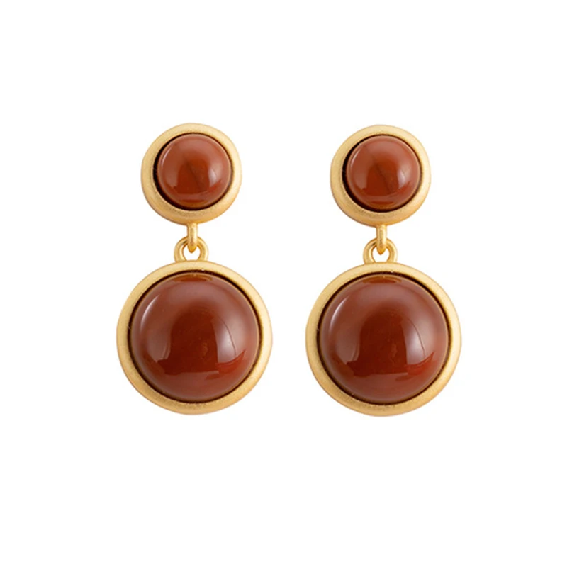 Семь девушек, висячие серьги, 925 пробы, серебро, натуральный камень, агат, Винтаж, Золотые серьги для женщин, вечерние, роскошные, хорошее ювелирное изделие - Цвет камня: ES0775