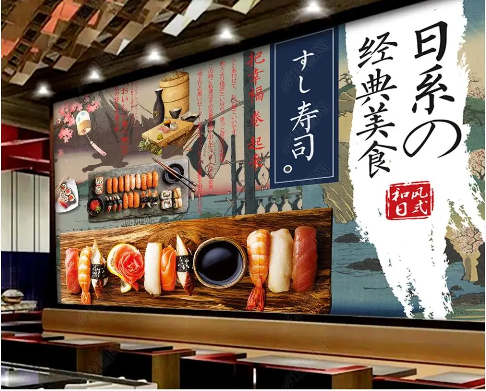 

Настенные обои для стен в рулонах в японском стиле, настенные 3d фотообои на стену для суши, гурманов, столовой, декора дома