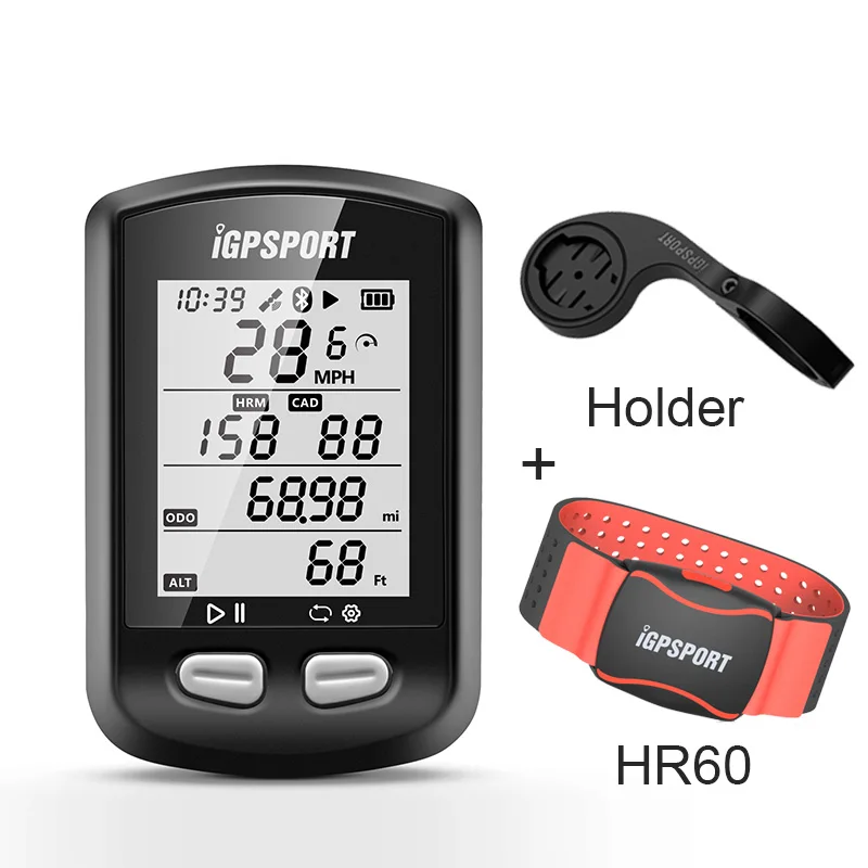 I gps порт ANT+ велосипедный компьютер Bluetooth 4.0BLE IPX7 водонепроницаемый беспроводной Велосипедный компьютер с подсветкой велосипедный gps Спидометр Cadence - Цвет: IGS10 with heart