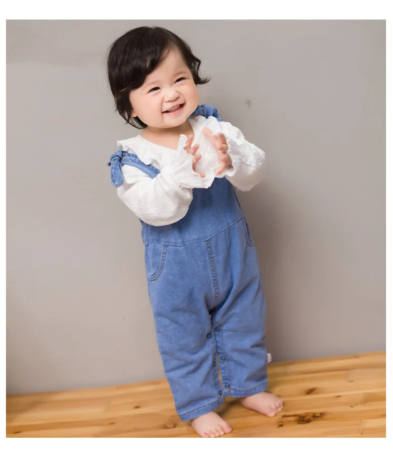 JOYINPARTY Summer Suspender Pants Children Denim Solid Pattern Sleeveless Pants Overalls Trousers 4M-2Yrs Outfit