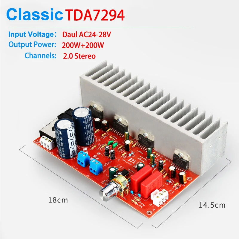 

200W*2 TDA7294 Digital Audio Amplifier Board HiFi 2.0 Stereo High Power Sound amplifier Dual AC 24V-28V