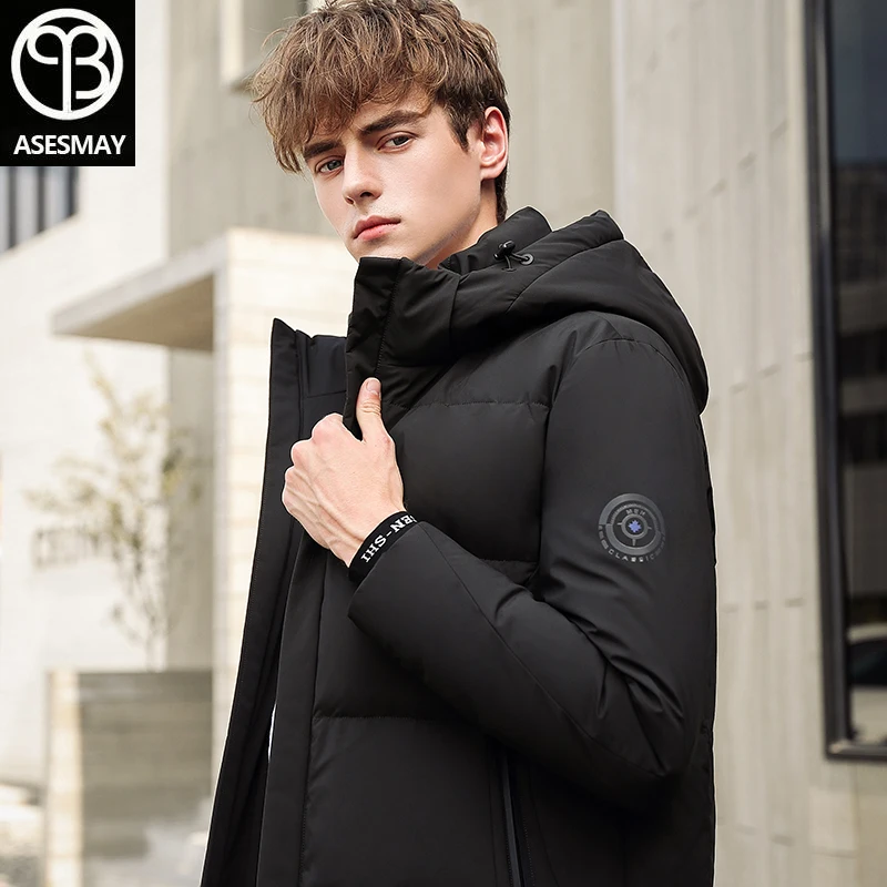 Men down jacket men's winter coat mid-long thick warm parkas hooded casual white duck down winter coats thicken outerwear