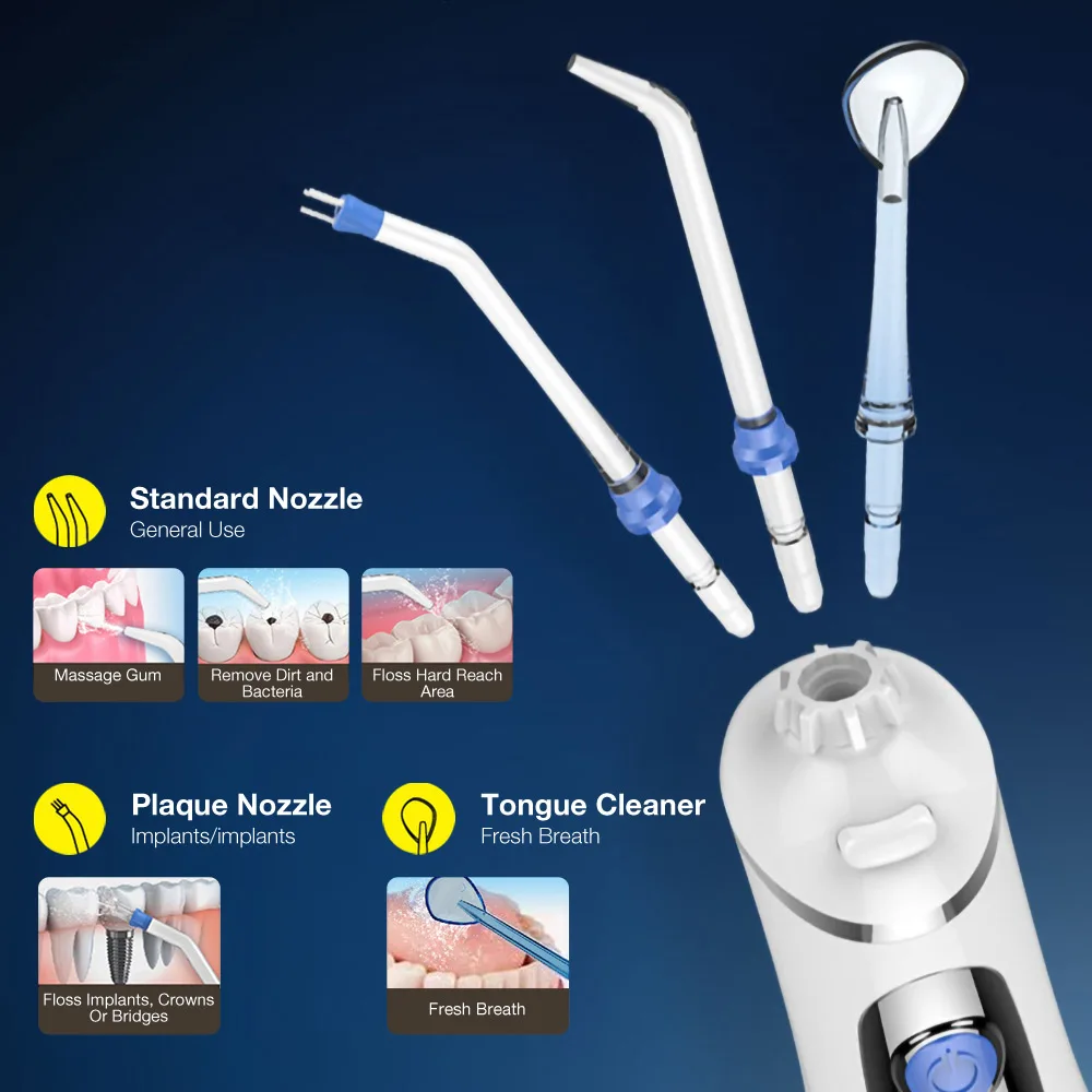 Водный Пульс V400P с бесплатной сумкой, портативный ирригатор для полости рта, ирригатор для зубной воды, ирригатор для орошения полости рта 240 мл, 4 насадки, зубная нить