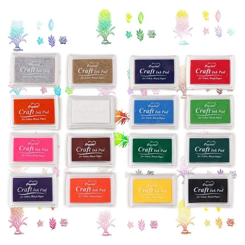 Craft Ink Pad Stamps Partner Diy Color,16 Color Craft Ink Pad For Stamps, Paper, Wood Fabric