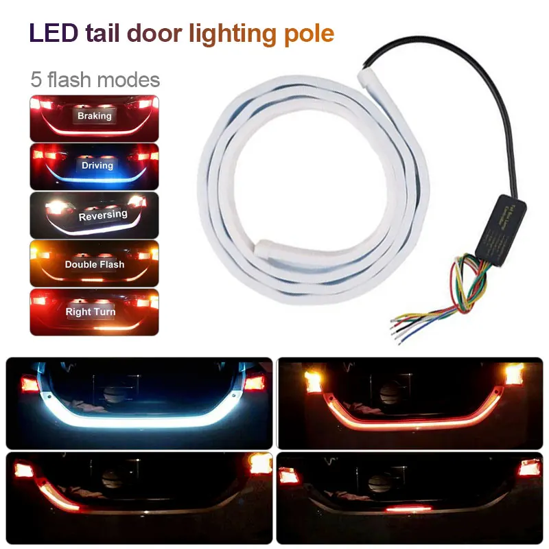 

1PCS Multifunction 5 Mode LED Strip Car Trunk Area Illumination Rear Brake Backup Turn Signal Fluid Light Car Atmosphere Light