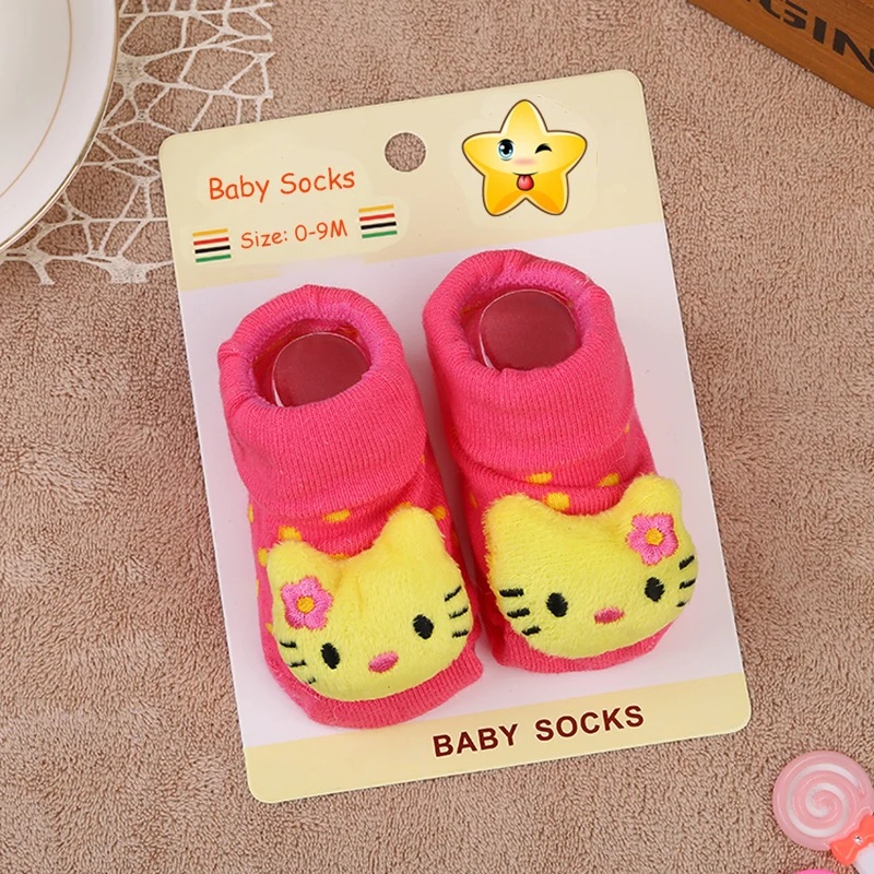Kitty One size Новинка года; милые носки для новорожденных; носки для малышей с изображением животных; носки для малышей с рисунком куклы; нескользящие носки для мальчиков и девочек - Цвет: Kitty One size