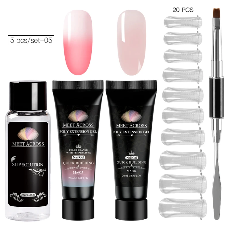 Акриловый полигелевый удлинитель 20 мл УФ Быстрый строительный удлинитель розовый белый металл с прозрачными кристаллами УФ-гель для наращивания - Цвет: TZH05545