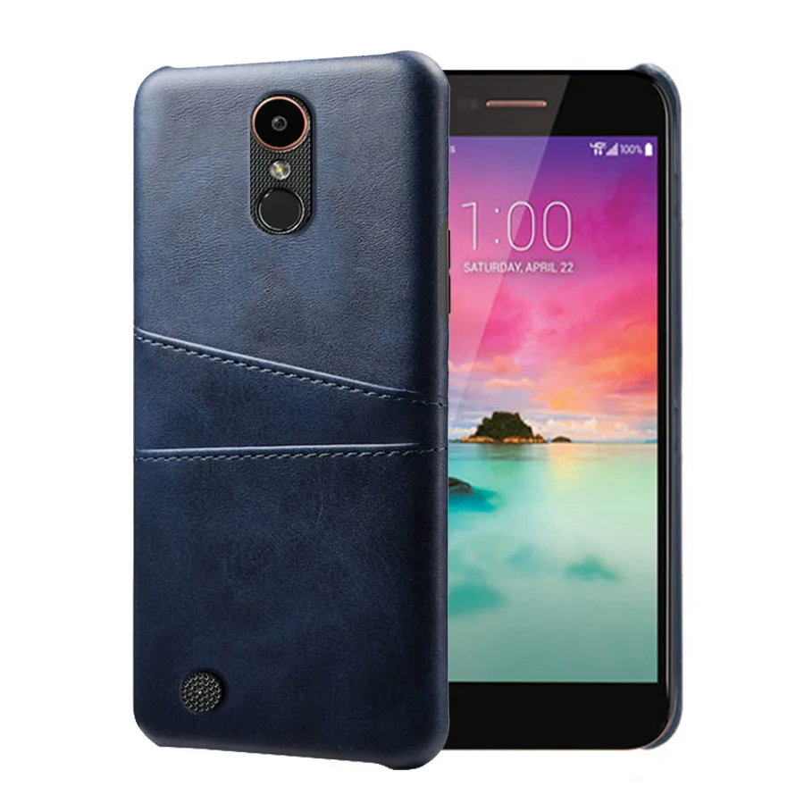 Кожаный держатель для карт чехол для телефона для LG Nexus 5X Q6 V10 V20 V30 V40 ThinQ V50 X Мощность 2 Мощность 2 K40 K20 K50 чехол для телефона - Цвет: Темно-синий