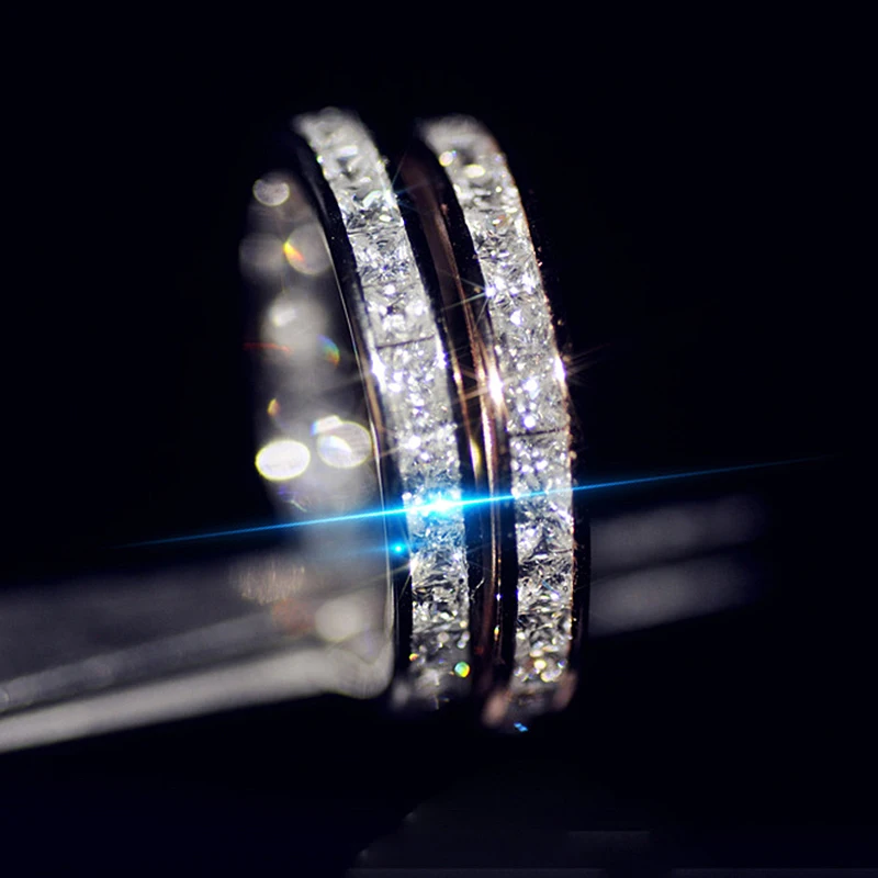 Bling микро проложенный Циркон Кольца для женщин ювелирные изделия Кристалл обручальное кольцо Вечность Мода Золото Серебро Цвет кольцо юбилей O3T341