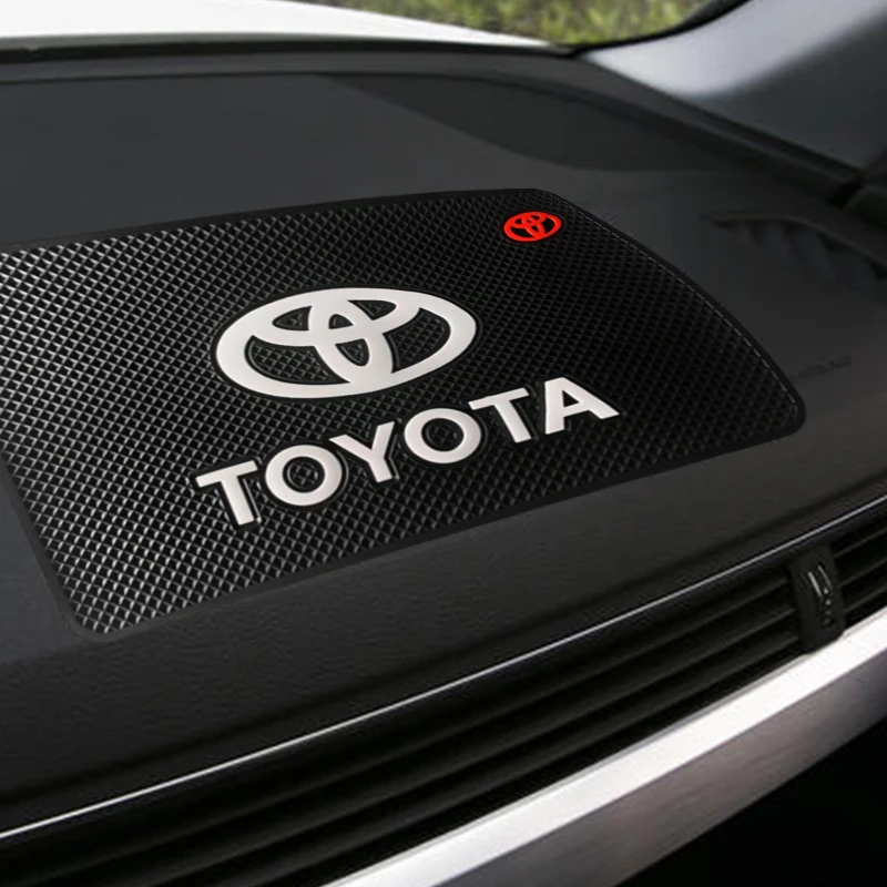 

1pc Black Car Badge Anti Slip Mat Phone Holder Non-Slip Mat Pad For Toyotas Corolla Yaris Rav4 Avensis Auris Camry C-hr 86 Prius