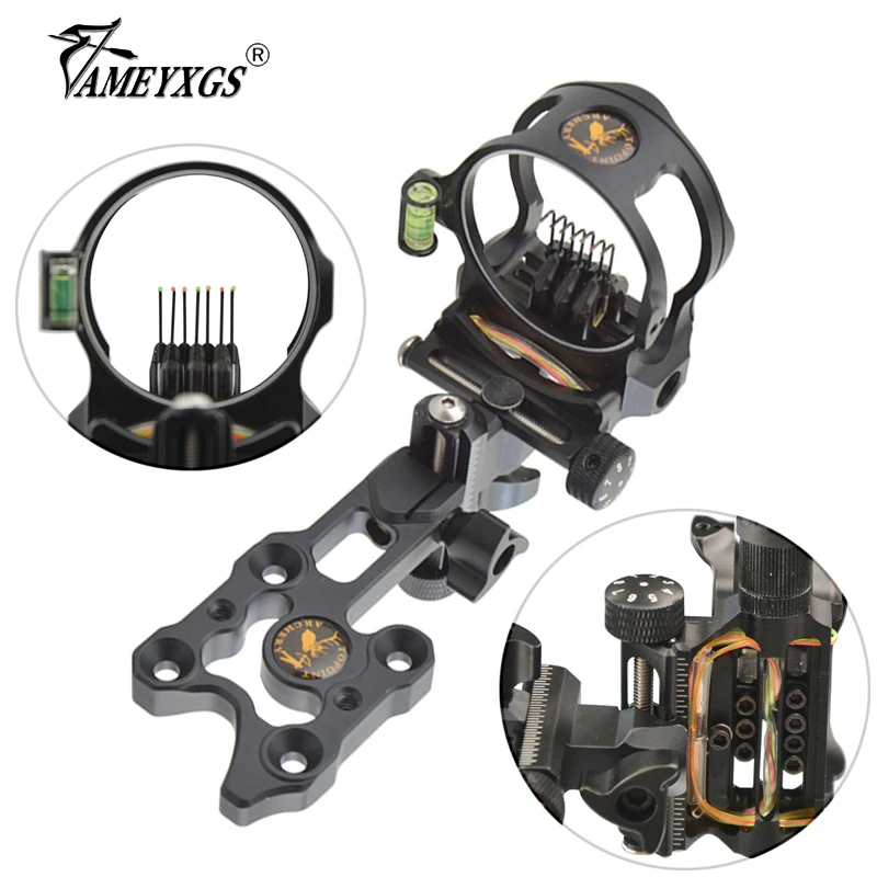 1set Archery 7pins Sight Optic Fiber Micro Adjust Sight Scope Right