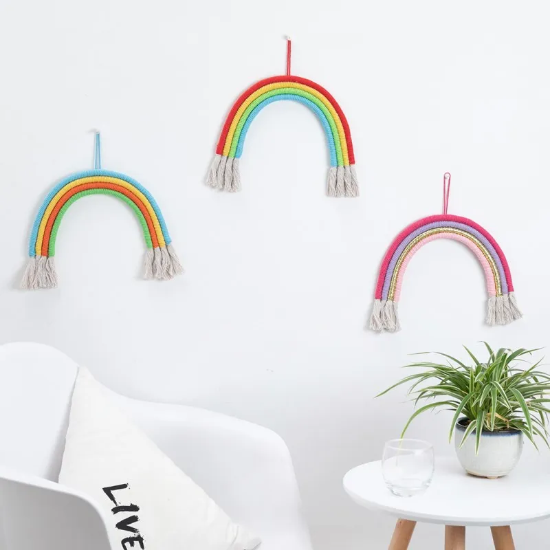 Nordic Rainbow Tassel Macrame Tapestry Wall Hanging Photo Prop Nursery Decor