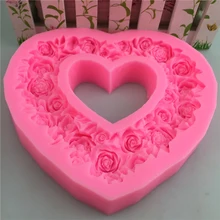 Rose garland heart form chocolate /fondant silicone mould