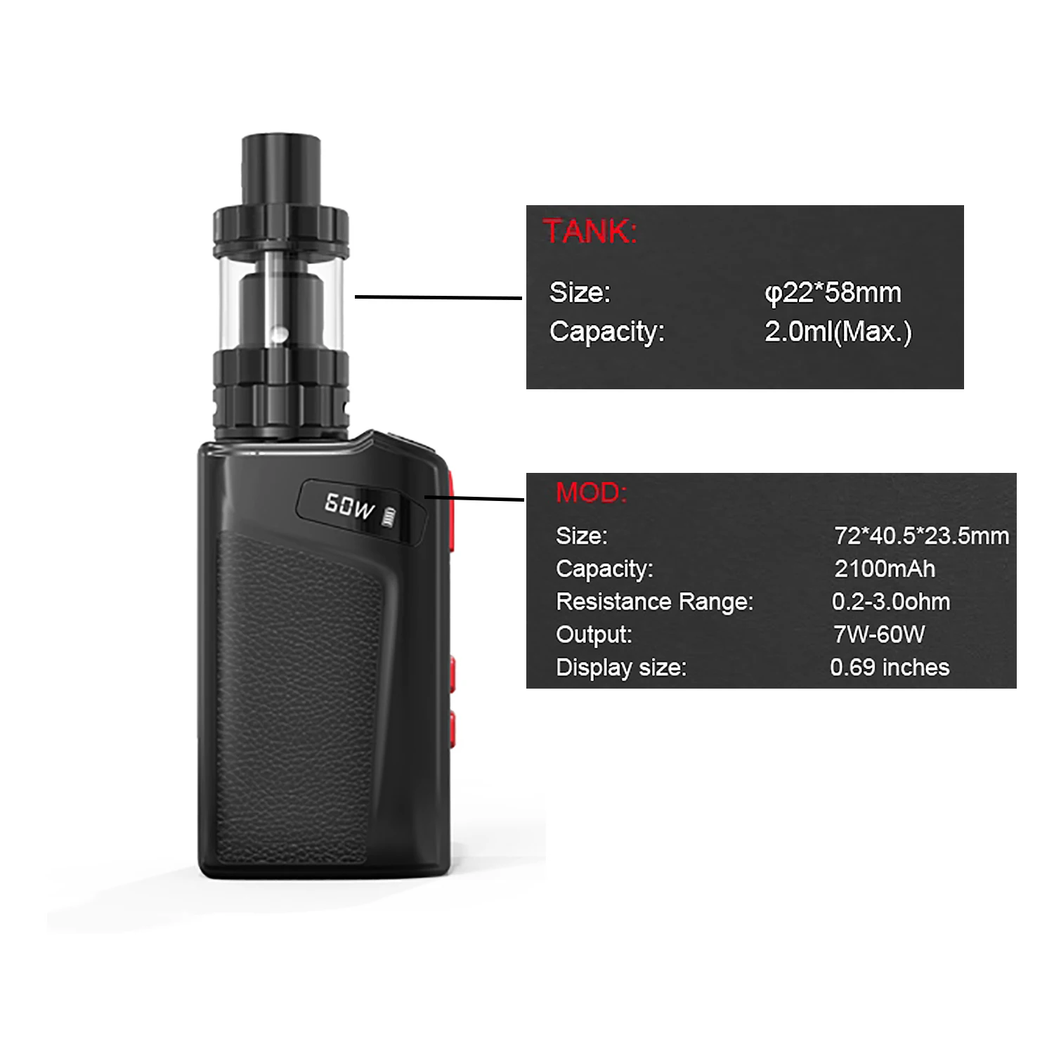 Отправка из Великобритании! Электронная сигарета VAPTIO Move 60 набор для вейпа со