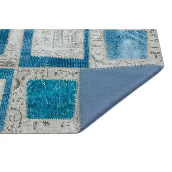 

Handmade Turquoise Vintage Overdyed Patchwork Area Rug 120x183 Cm-3'11''X6'0''