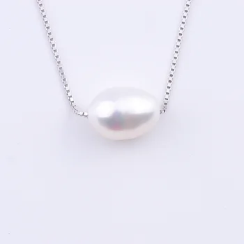 

Big Natural Freshiwater Necklace 925 Sterling Silver Necklaces For Women 9.5mm Pearl Pendants Long Box Chains Jewelry Gifts