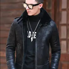 Новое поступление, мужское зимнее меховое пальто, тонкая Толстая мужская кожаная куртка, высокое качество, мужская зимняя куртка-бомбер, верхняя одежда