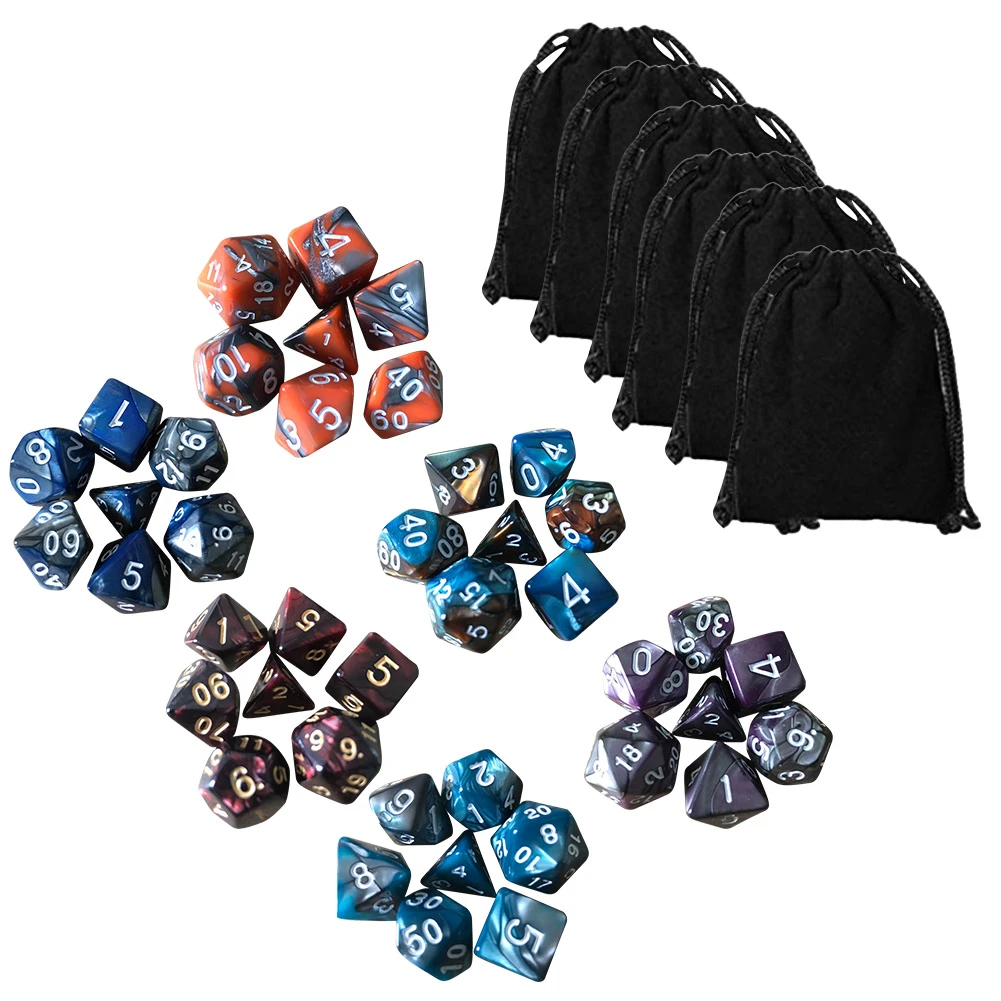42Pcs Double-Colors Acrylic Polyhedral Dice Party Math Role Table Game Playing