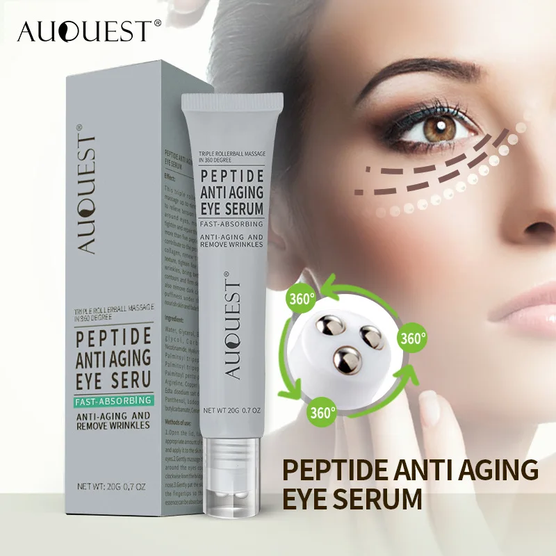 

AuQuest Peptide Ageless Eye Serum Anti-Wrinkle Collagen Remove Dark Circles Cream Against Puffiness Eye Care Roller Massager