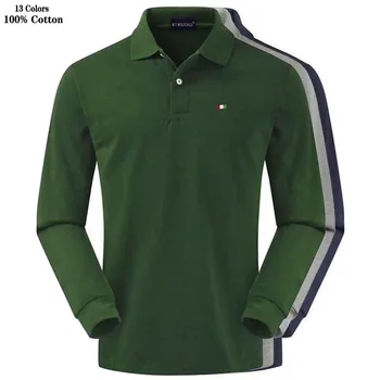 Image of 100% Cotton Top Quality 2020 Spring Autumn Men's Long Sleeve Polos Shirts Casual Mens Polos Shirts Fashion Clothes Lapel Tops