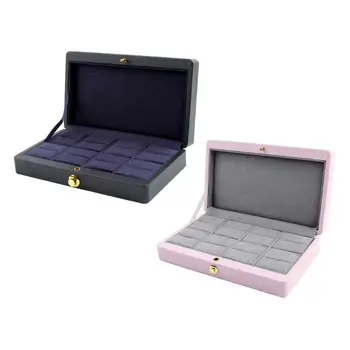 

PU 8 Slots Ring Storage Display Box with Lid Ring Holder Showcase Organizer