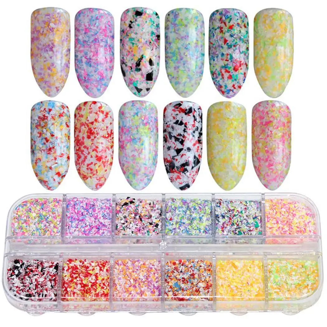 nail sequins 1 Лак для ногтей блестки Маникюр Красочные DIY Дизайн ногтей многоцветные украшения - Цвет: nail sequins 1