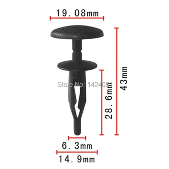 

100/500 OEM Nylon for Chrysler for Dodge for Dakota 94+ for Fascia To Front Bumper Push-Type Retainer Clip (19x29x6 mm) 5BB14LX9