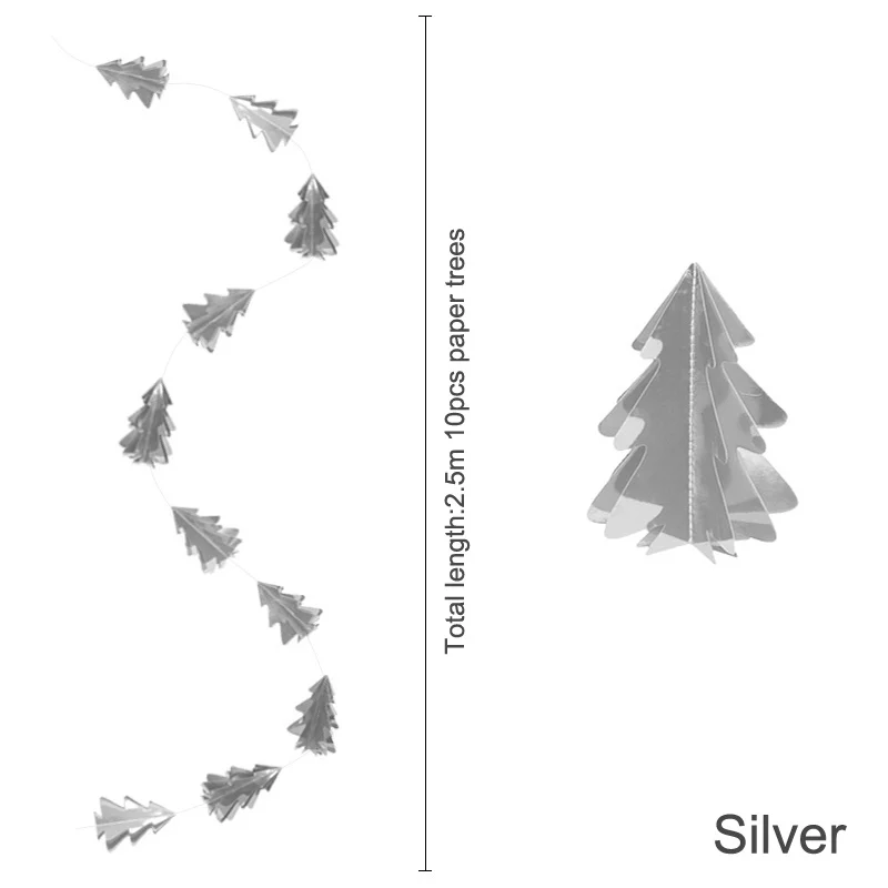 silver tree hanging 3D Елочная гирлянда украшения рождественские поделки вечерние Бумага украшения плакаты с деревом подвесные Кулоны из нержавеющей стали - Цвет: silver tree hanging