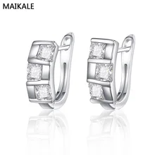 MAIKALE, квадратные серьги-гвоздики, серебряное, золотое покрытие, медь, Белый AAA кубический цирконий, корейские серьги для женщин, подарок другу