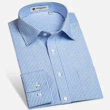 Хлопок высшего класса мужские полосатые Формальные рубашки классический квадратный воротник с длинными рукавами обычный крой с нагрудным карманом