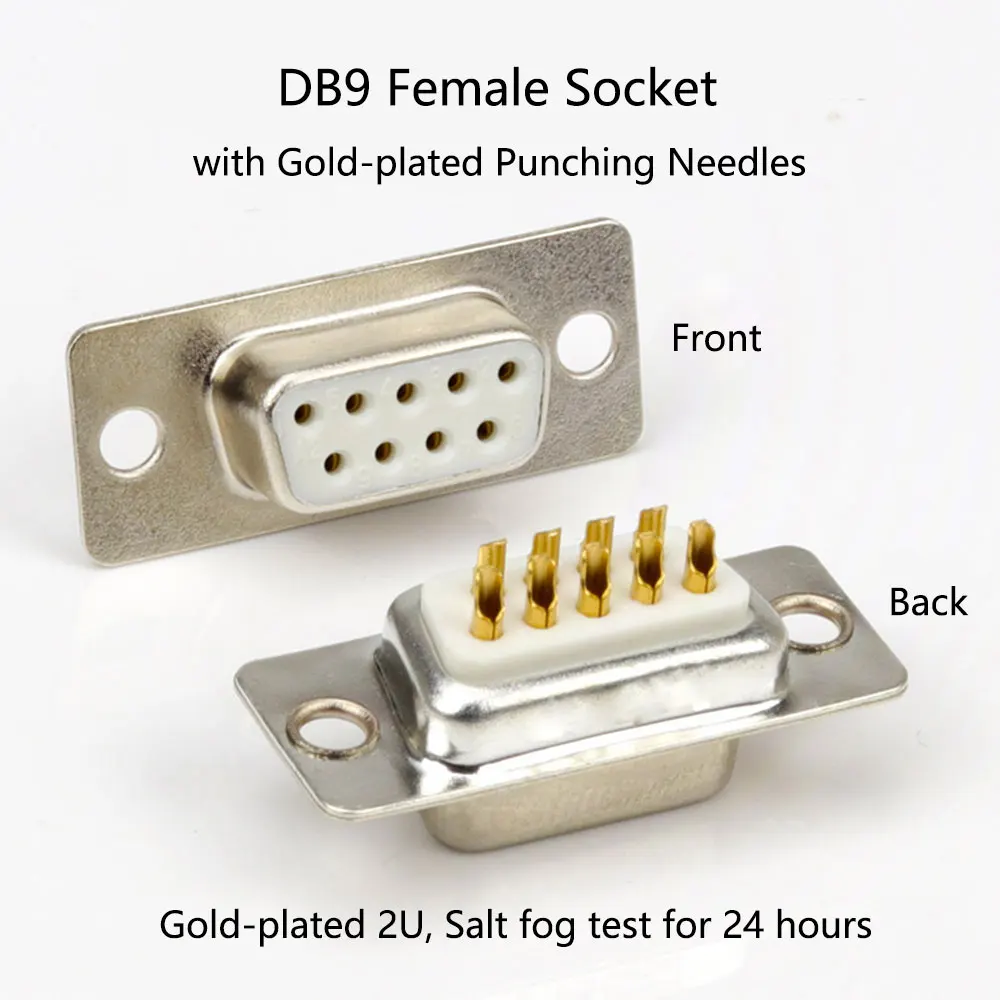 DB9 с разъемом «папа» RS232 9 Pin последовательный Порты и разъёмы Разъем RS485 RS422 COM Интерфейс гнезд адаптеров - Цвет: Female Gold Punching